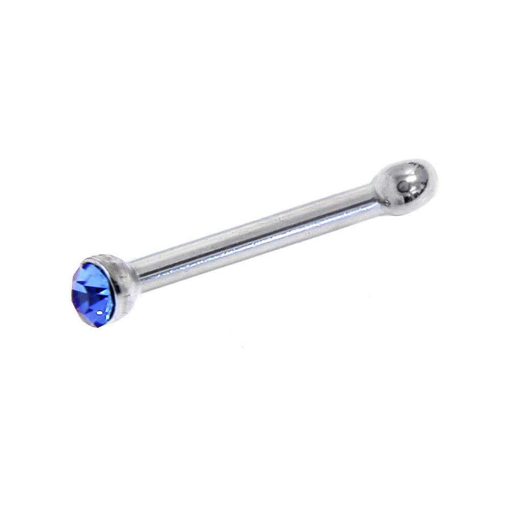 BodyCandy 20G Stainless Steel Sapphire Blue Gem Micro Nose Bone — color detail