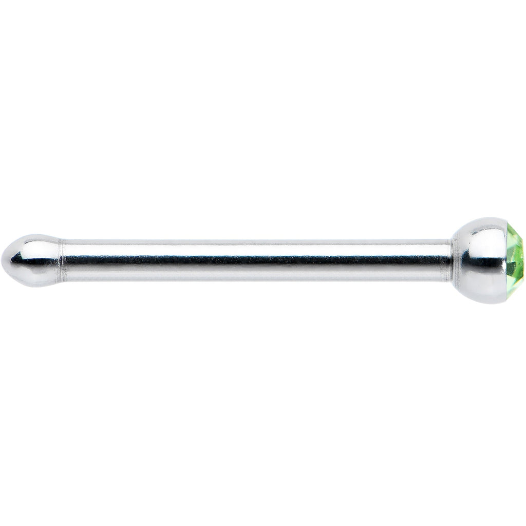 BodyCandy 20G Stainless Steel Green Gem Micro Nose Bone — detail close-up