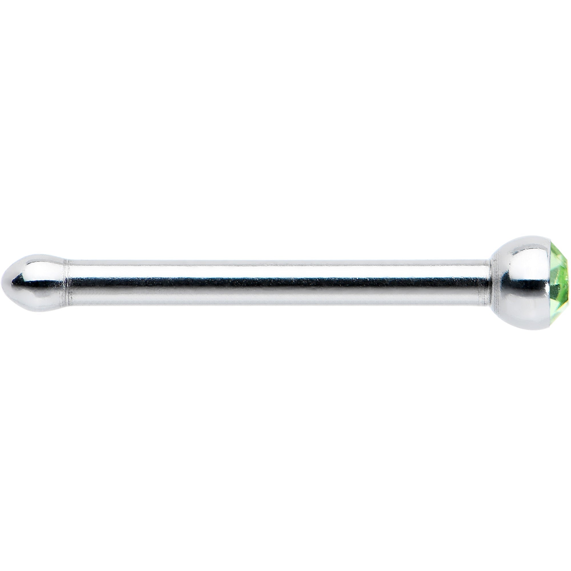 BodyCandy 20G Stainless Steel Green Gem Micro Nose Bone — detail close-up