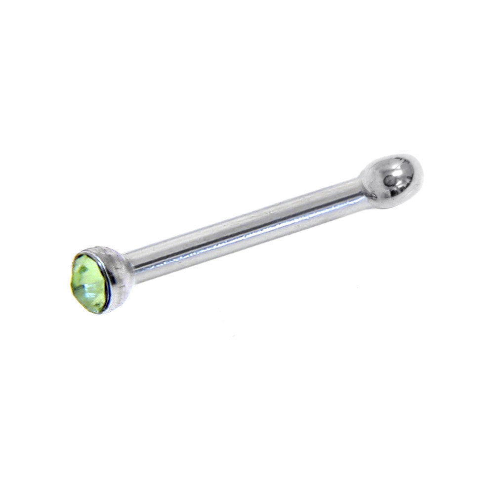 BodyCandy 20G Stainless Steel Green Gem Micro Nose Bone — color detail