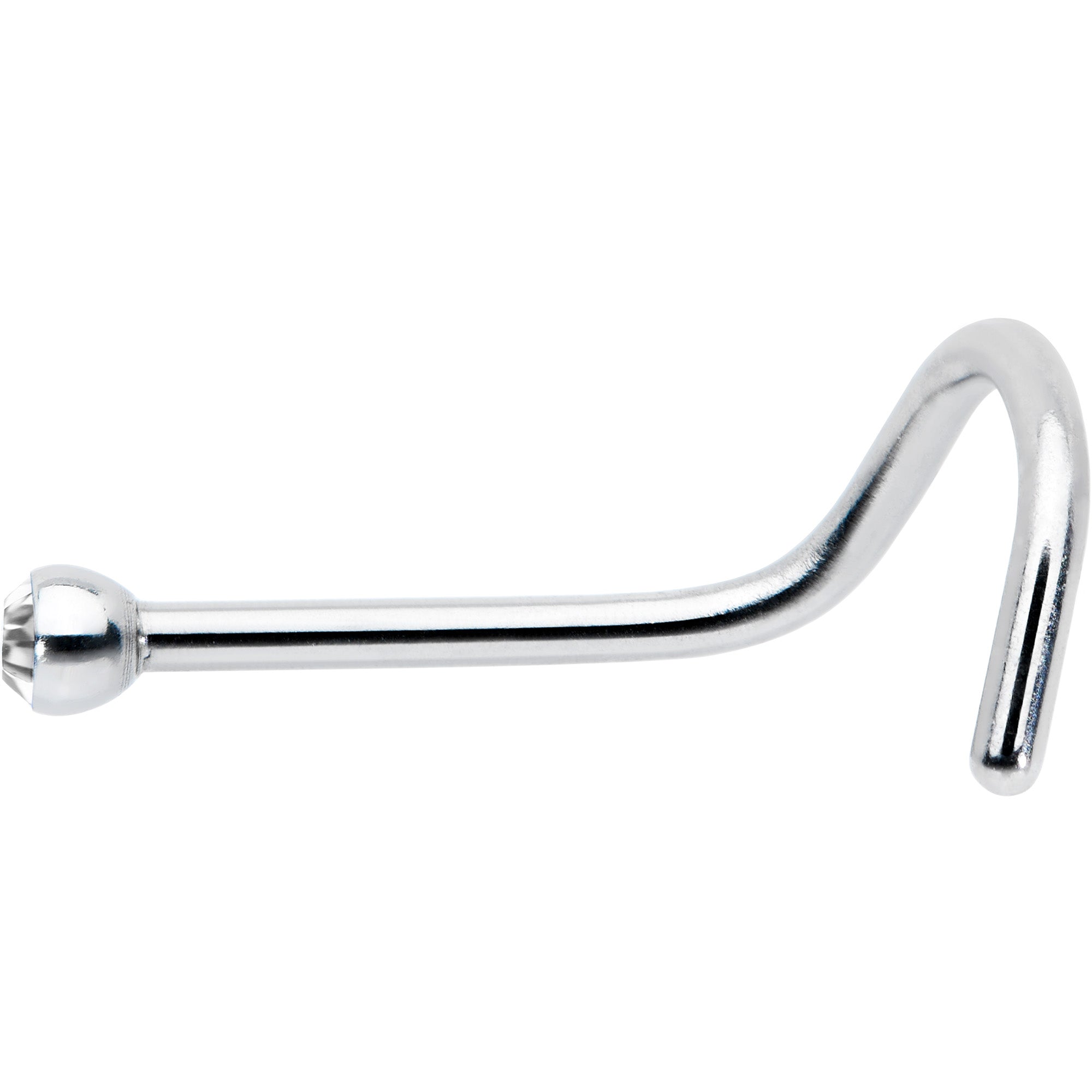 BodyCandy 20G Stainless Steel Crystalline Gem Micro Nose Ring Twister — detail close-up