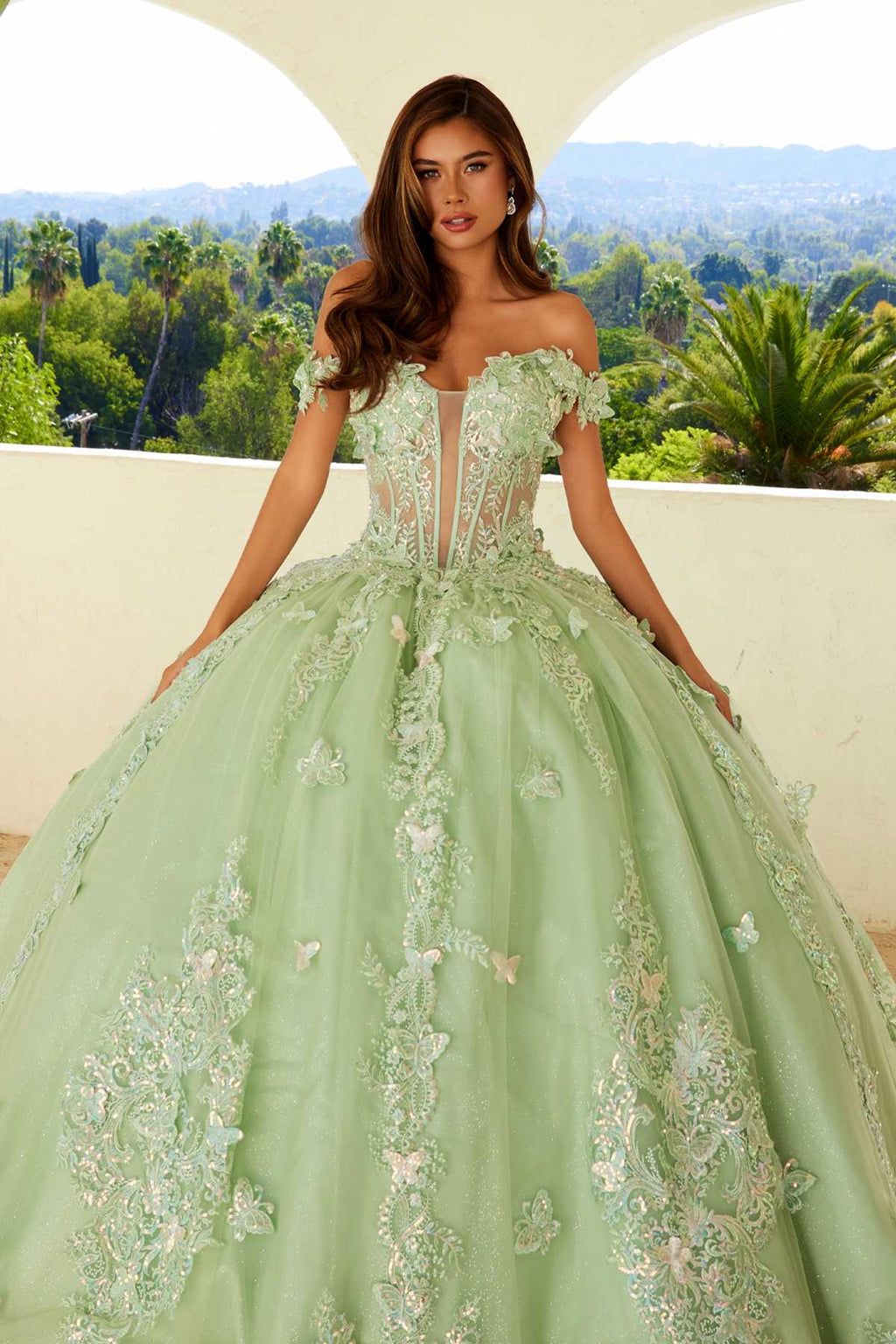 Juliet JT1485J Off the Shoulder Cinderella Quinceanera Ball Gown