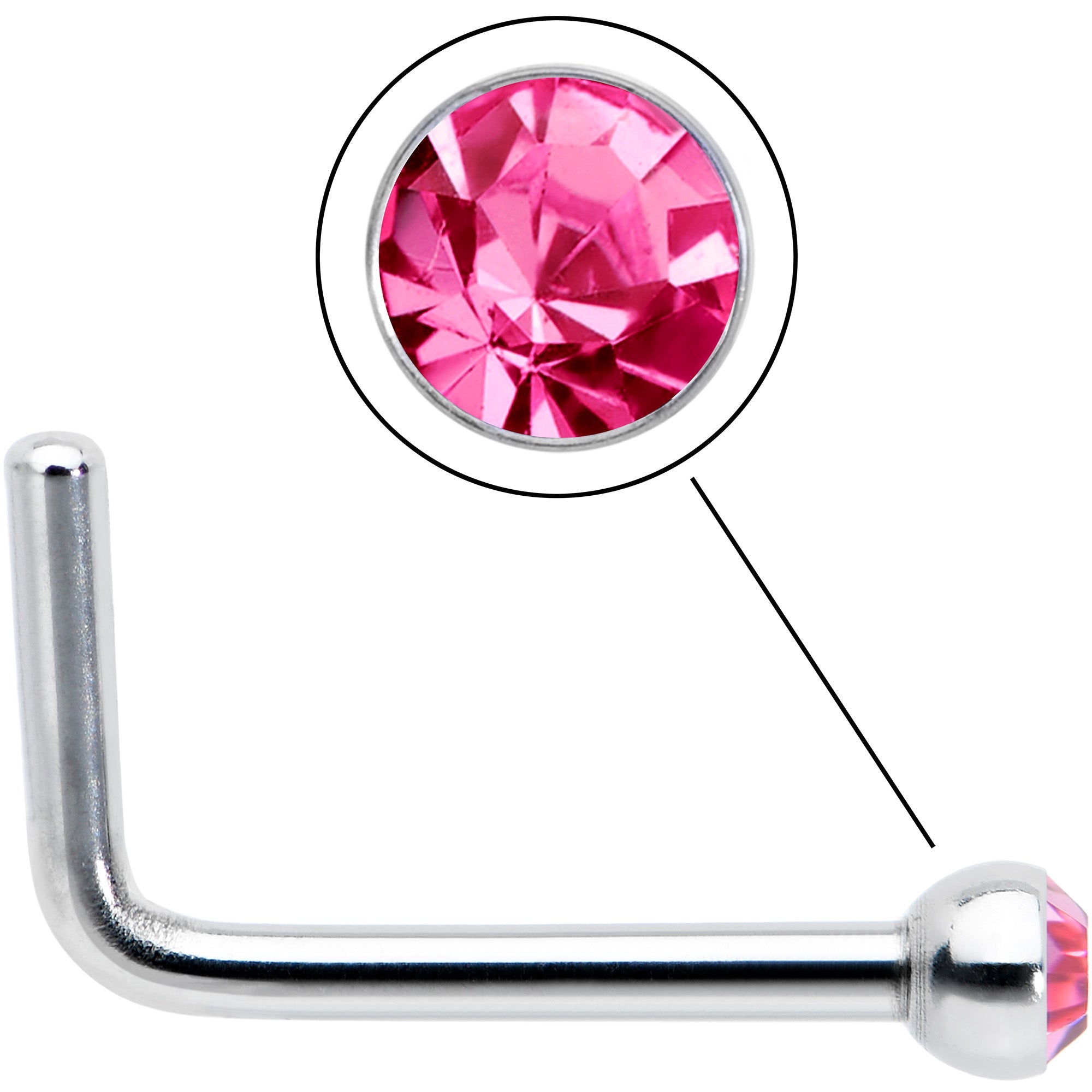 BodyCandy 20G Stainless Steel Pink Gem Micro Nose Ring L-Shaped — lifestyle context