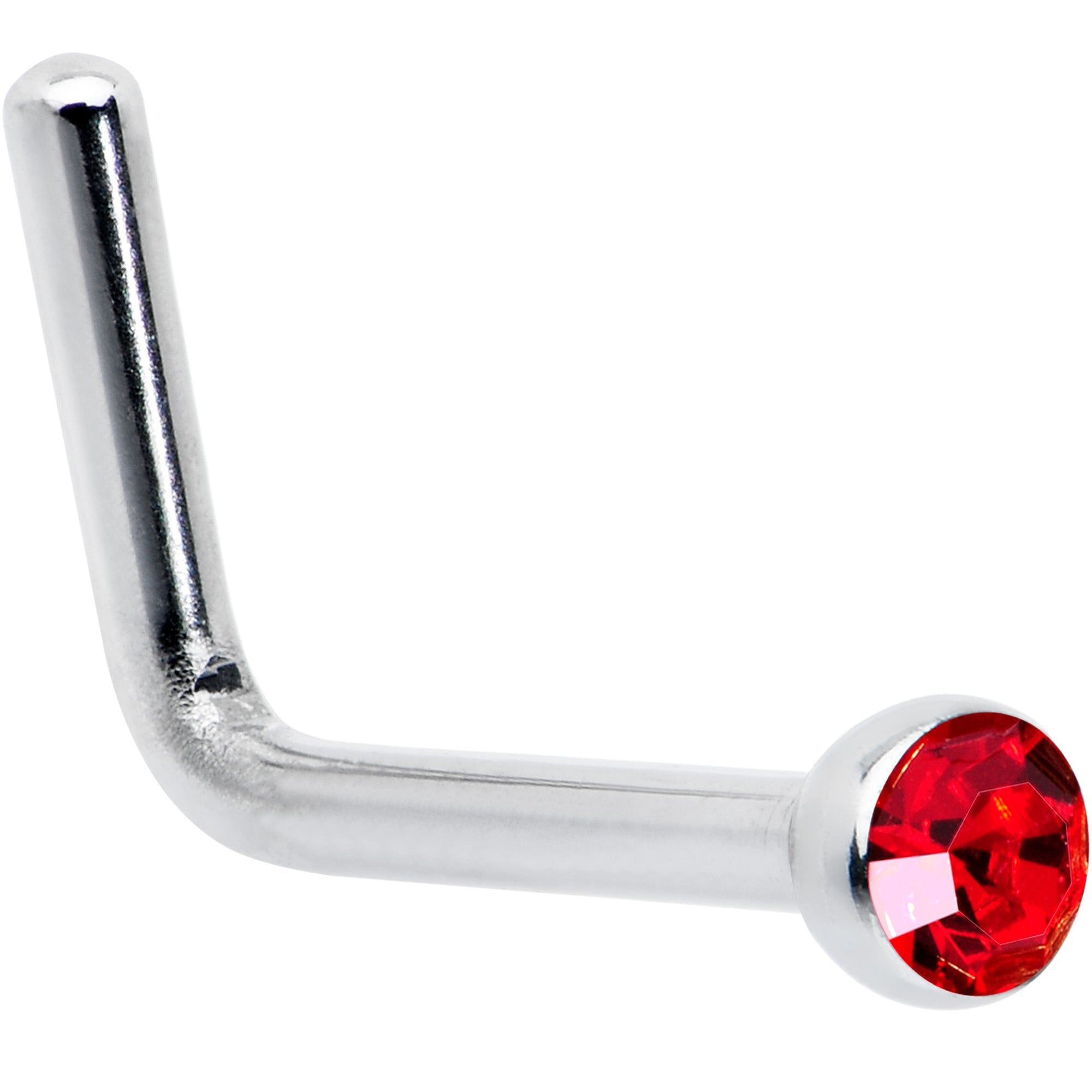 BodyCandy 20G Stainless Steel Ruby Red Gem Micro Nose Ring L-Shaped — main product shot