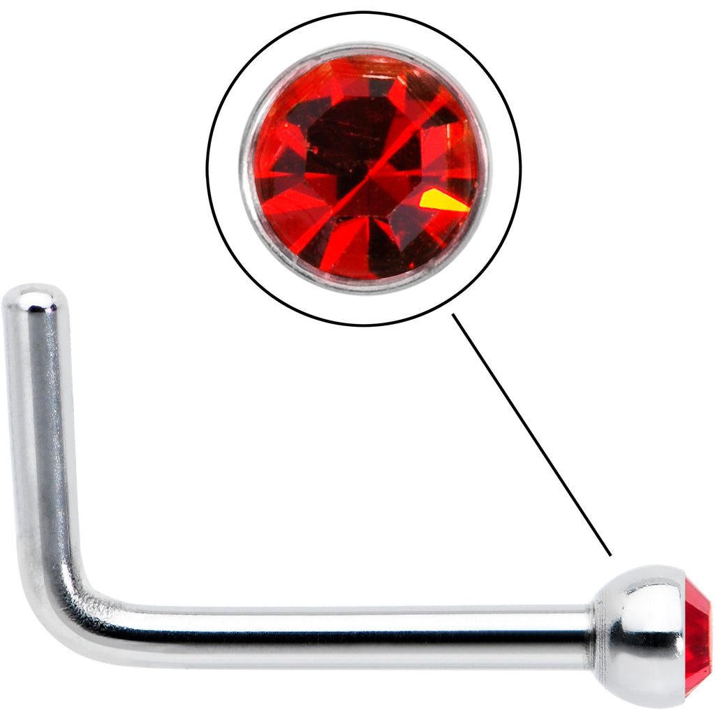 BodyCandy 20G Stainless Steel Ruby Red Gem Micro Nose Ring L-Shaped — lifestyle context