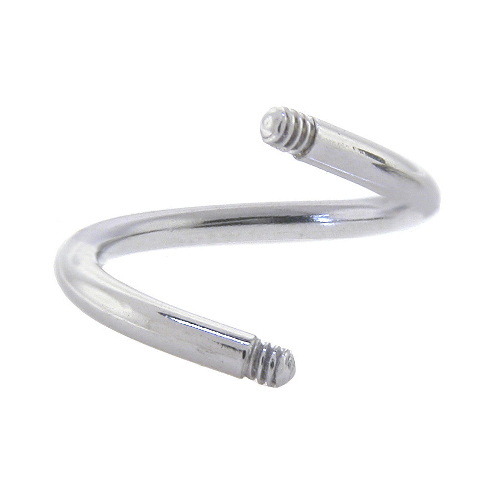 BodyCandy 14G Threaded 316l Stainless Steel Spiral Twist Shaft 7/16 — detail close-up
