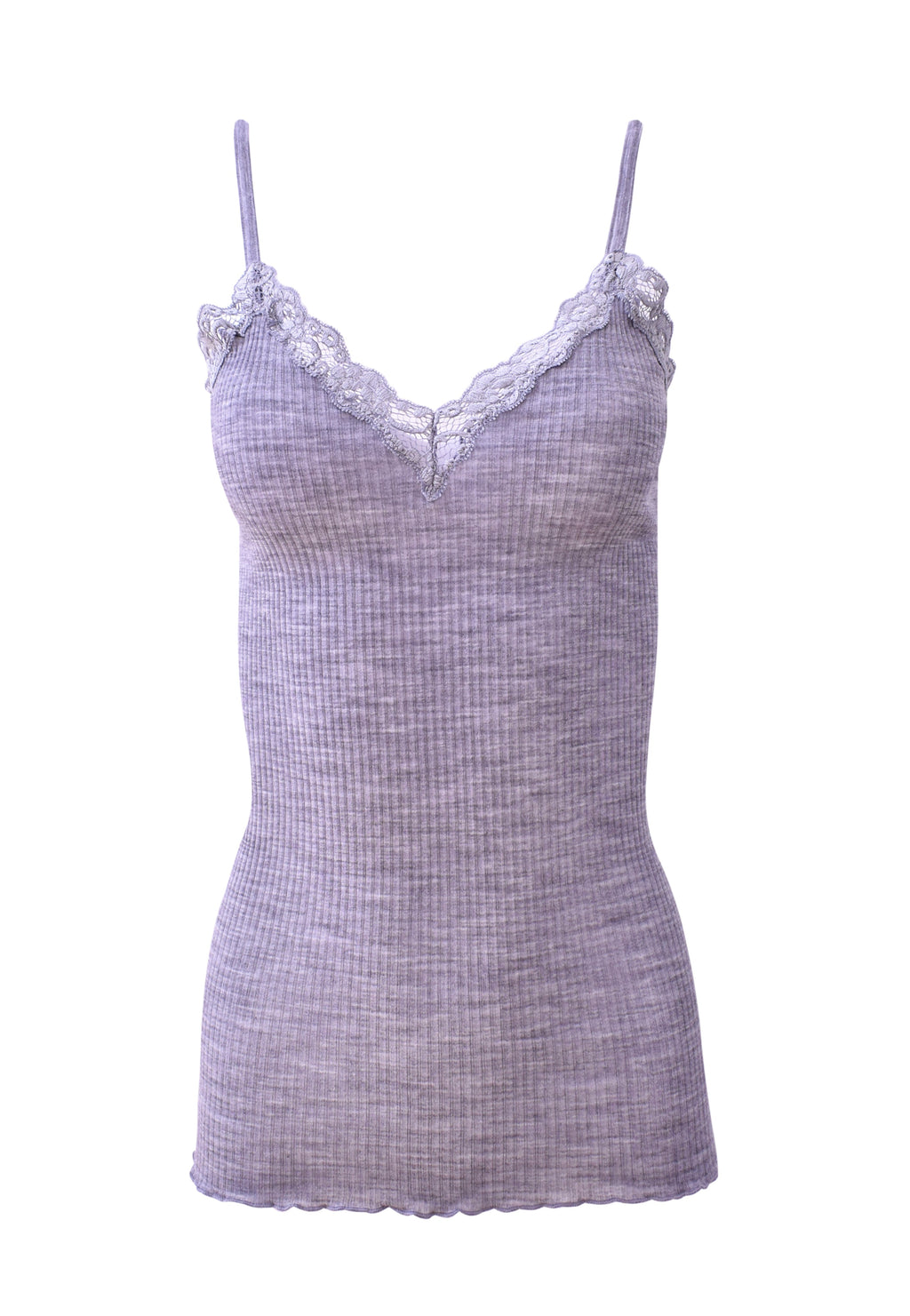 tittimitti EGI Luxury Wool Silk Camisole Spaghetti Straps with Lace Trim. Proudly Made in Italy (1487) — back view