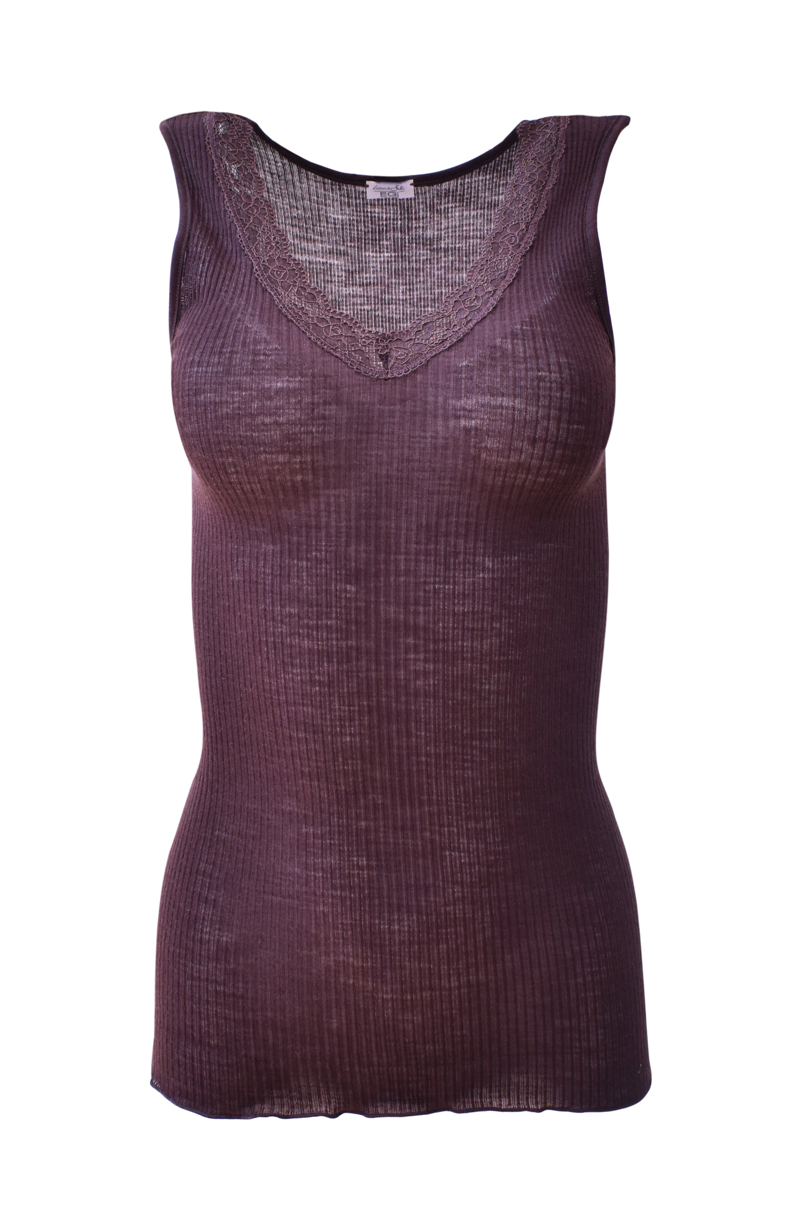 tittimitti EGI Luxury Wool Silk Tank Top with Lace Trim. Proudly Made in Italy (1488) — main product shot
