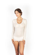 tittimitti EGi Luxury Wool Silk Long Sleeve Top with Lace Trim. Proudly Made in Italy (1489) — main product shot