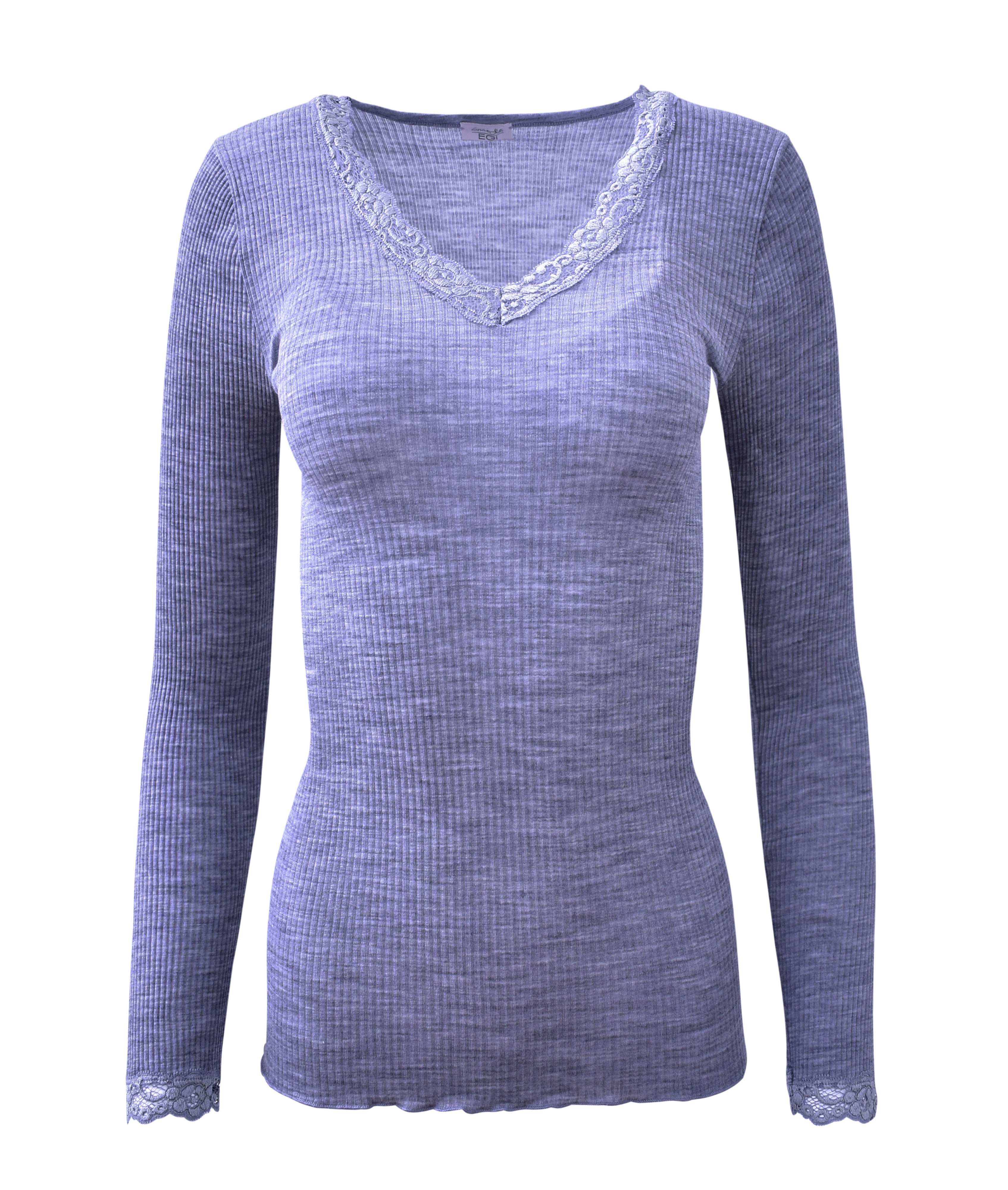 tittimitti EGi Luxury Wool Silk Long Sleeve Top with Lace Trim. Proudly Made in Italy (1489) — in-use photo