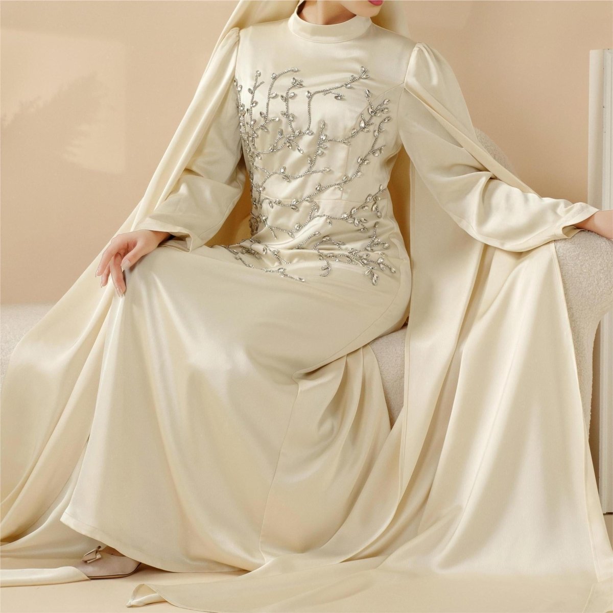 Luxury Hand-Embellished Cape  Abaya (MA144)