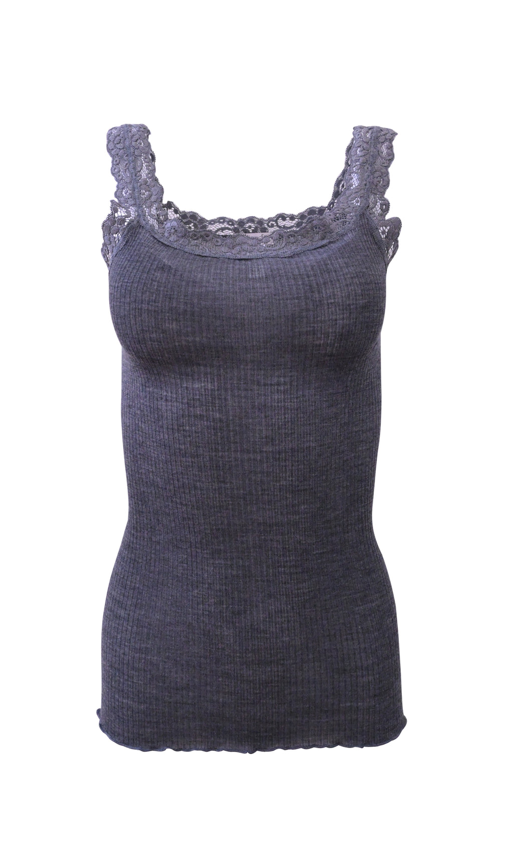 tittimitti EGi Luxury Wool Silk Lace Trim Tank Top. Proudly Made in Italy (1491) — flat-lay composition