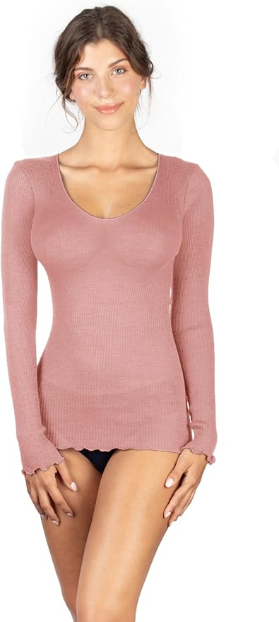 tittimitti EGI Luxury Wool Silk V-Neck Long Sleeve Top. Proudly Made in Italy (1493) — side view