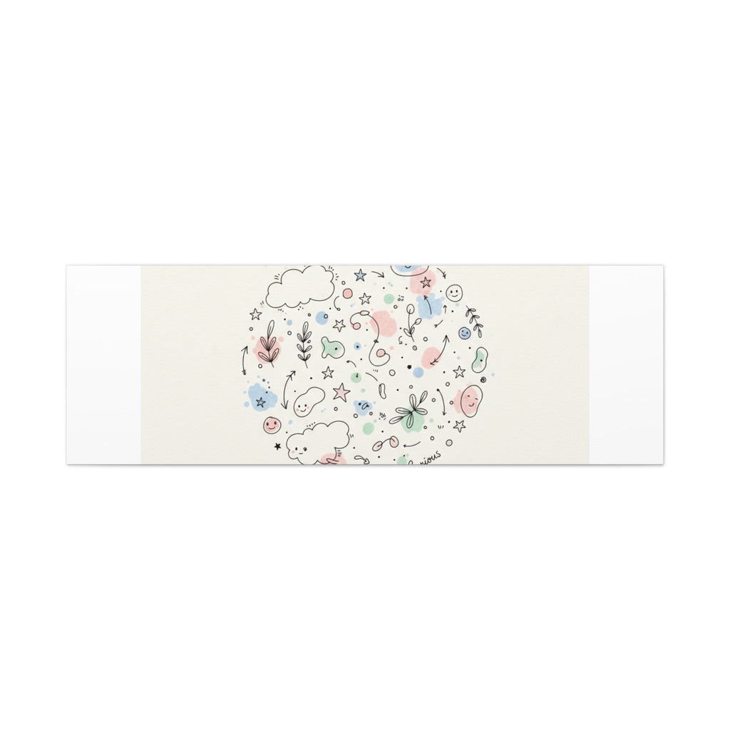 Doodle Circle Line Drawing Matte Canvas, Hand-Drawn Sketch Art