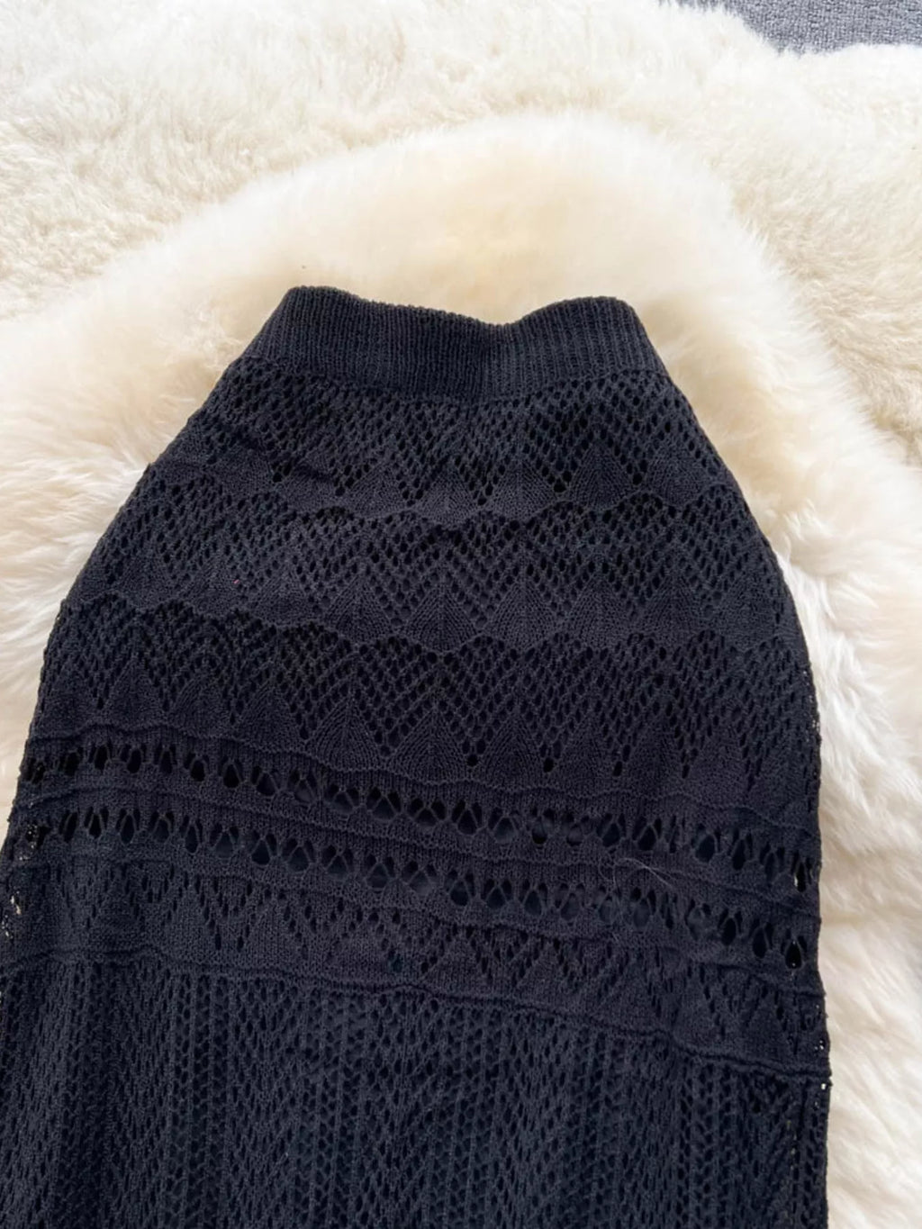 Knitted Hollow Out Maxi Skirt