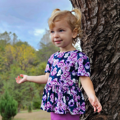 bumblitostore Bamboo Short Sleeve Peplum Top in Adele — main product shot