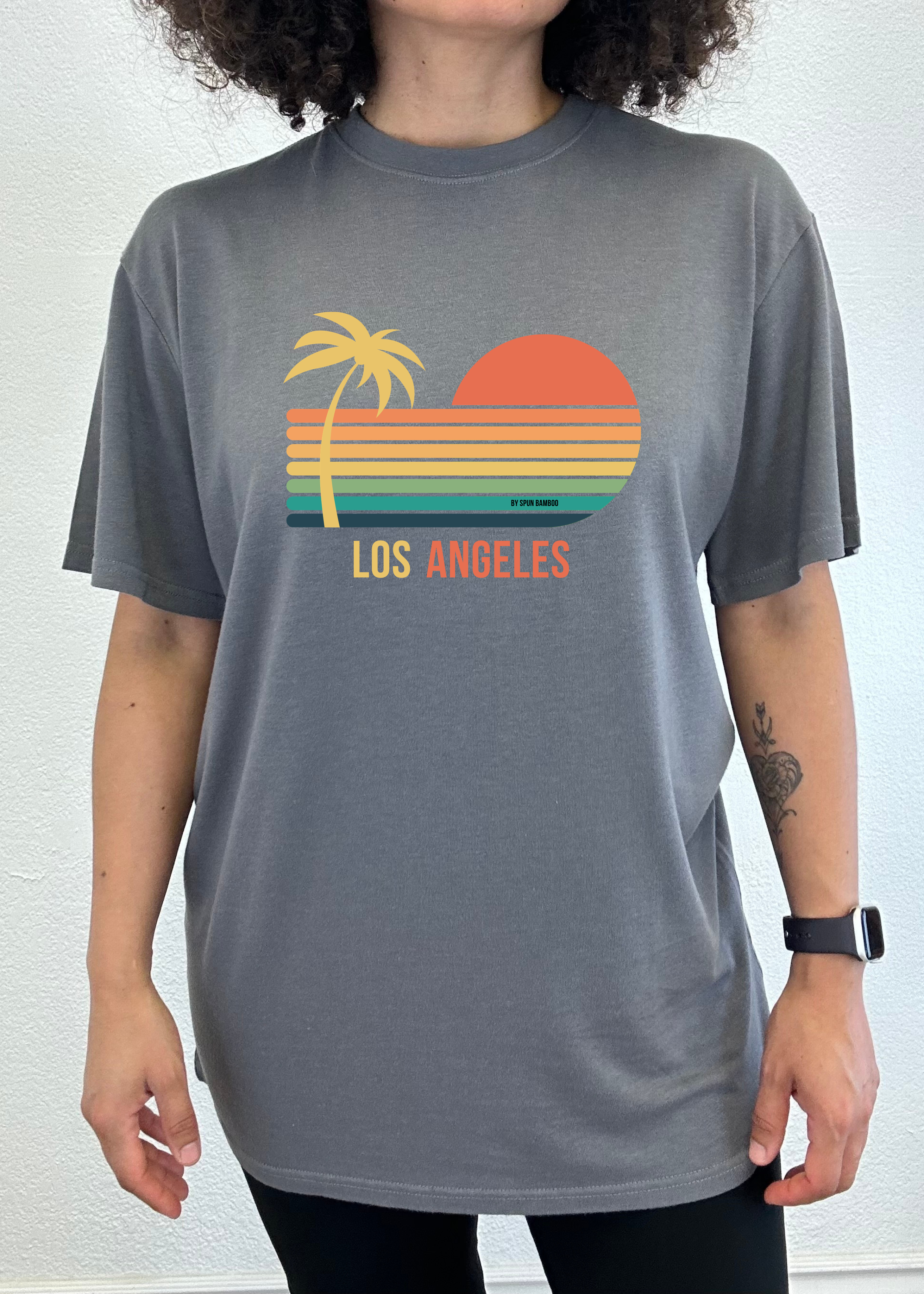 Spun Bamboo Los Angeles Unisex Bamboo Viscose/Organic Cotton Short Sleeve Graphic T-Shirt — lifestyle context