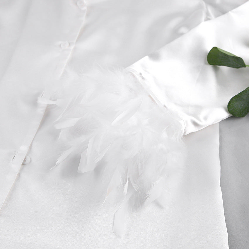 Pretty Little Patriot Pretty Little Patriot Heavenly Feathered Silk Pajamas in color options — comparison shot