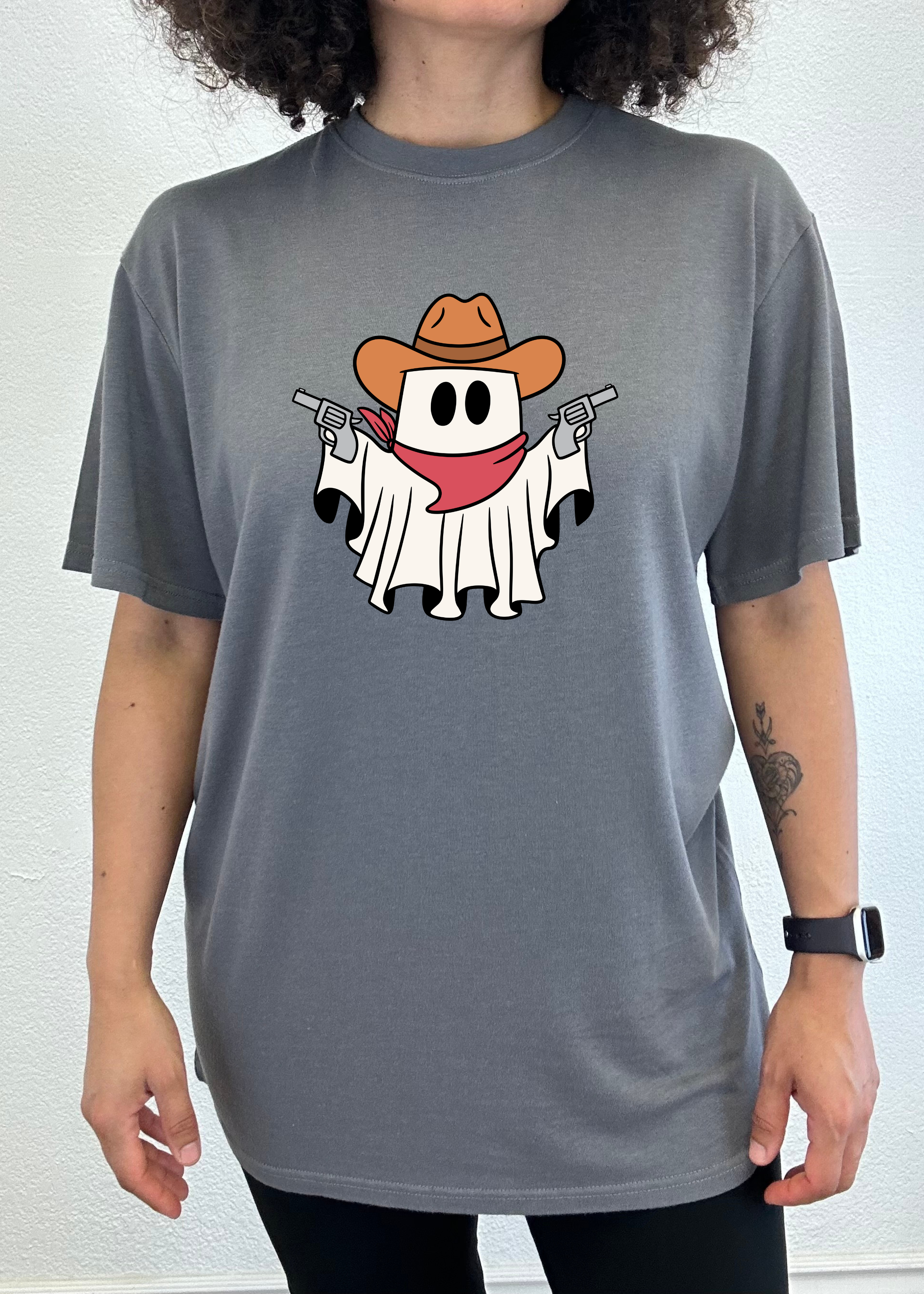 Spun Bamboo Cowboy Ghost Unisex Bamboo Viscose/Organic Cotton Short Sleeve Graphic T-Shirt — main product shot