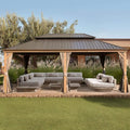 [14X24FT] Alora Heavy-Duty Aluminum Galvanized Steel Double Roof Hardtop Gazebo With Netting And Curtains (SAK41853) – SAKSBY