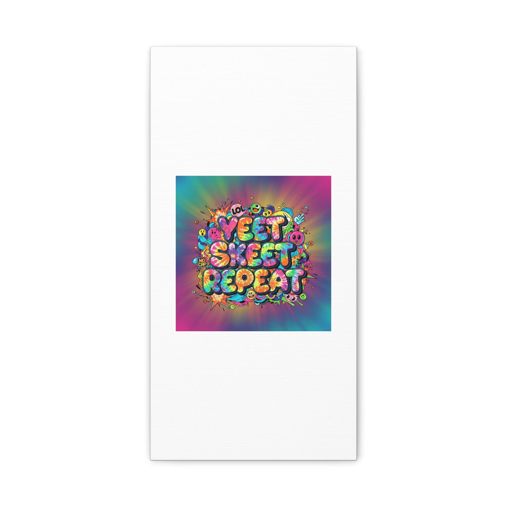 Yeet Skeet Repeat Canvas | Slogan & Glitch Graphic, Meme Phrase Wall Art