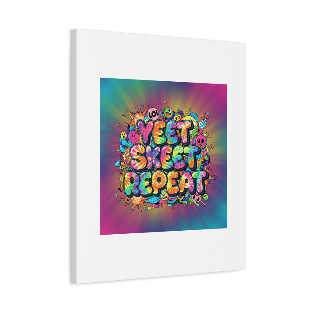 Yeet Skeet Repeat Canvas | Slogan & Glitch Graphic, Meme Phrase Wall Art