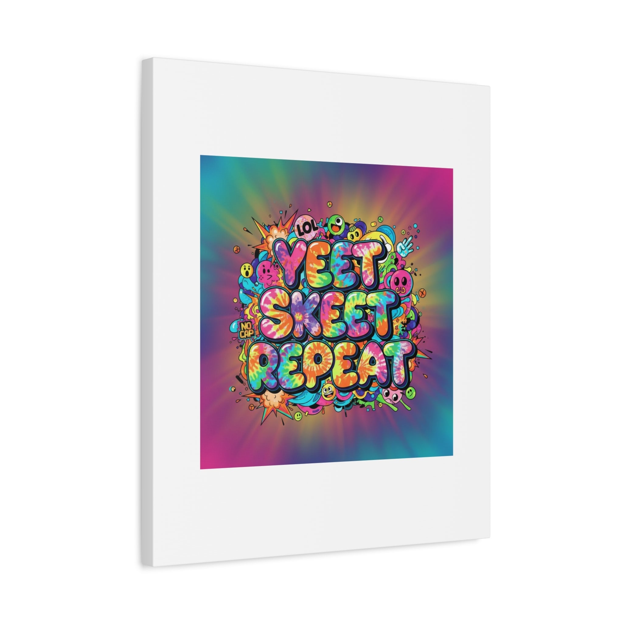 Yeet Skeet Repeat Canvas | Slogan & Glitch Graphic, Meme Phrase Wall Art