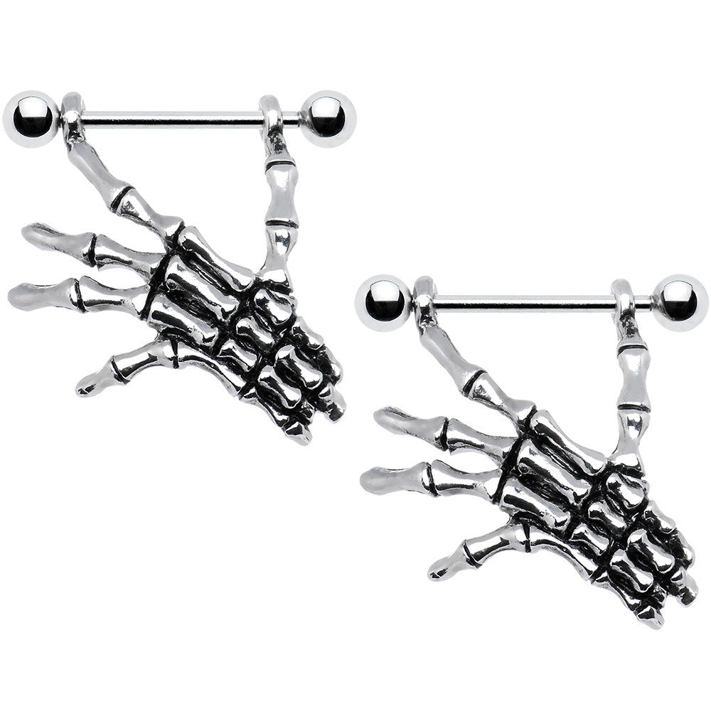 BodyCandy 14G 3/4 Skeleton Hand Dangle Nipple Shield Set — main product shot