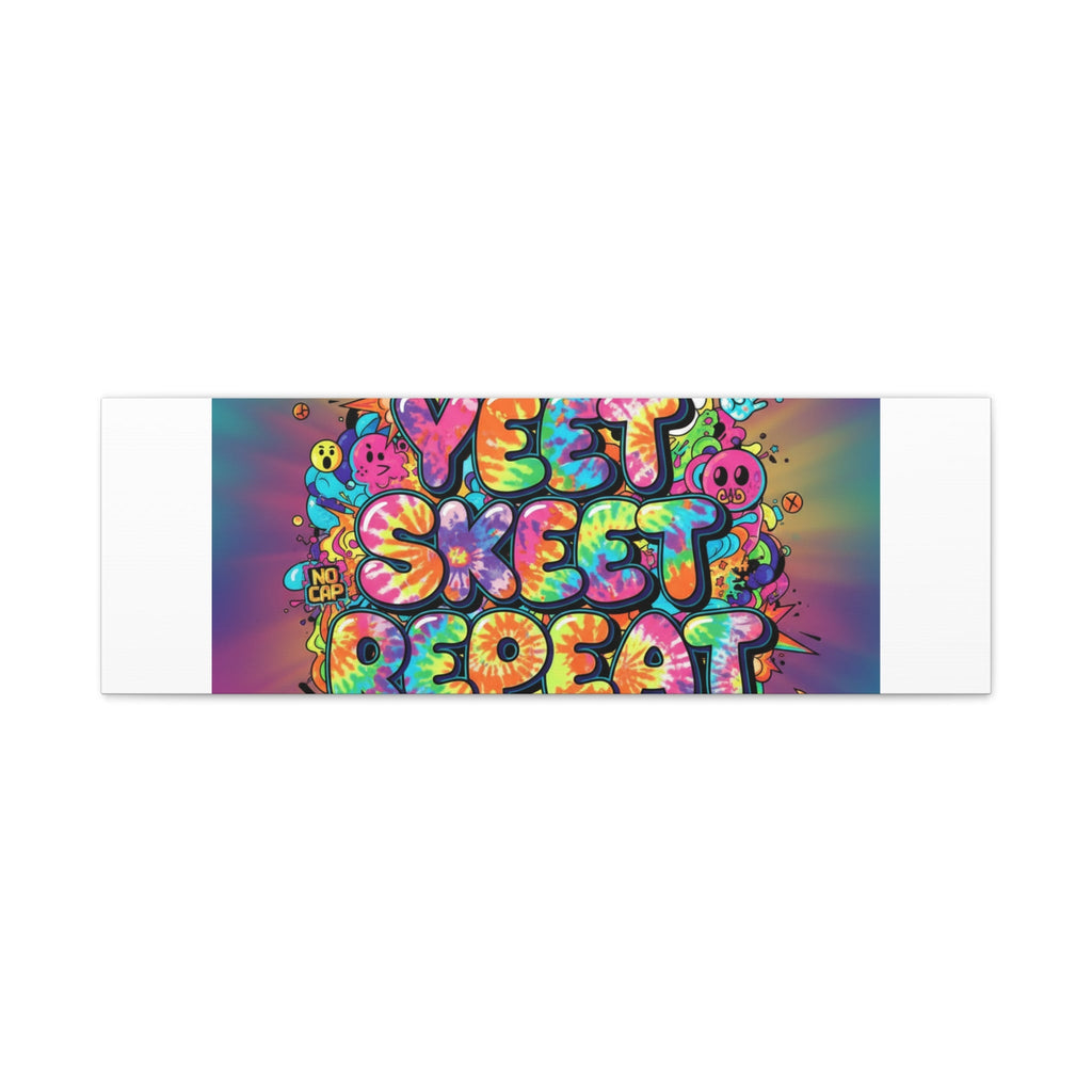 Yeet Skeet Repeat Canvas | Slogan & Glitch Graphic, Meme Phrase Wall Art