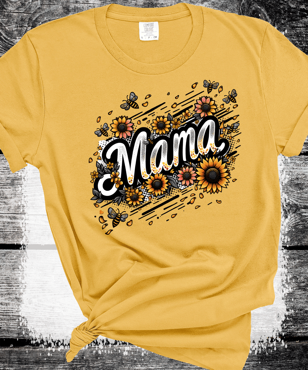 A Blessed Texas Mess Boutique Comfort Colors® Sunflower Mom Gift Sweatshirt, Cute Mothers Day Gift, Mama… — A Blessed Texas Mess Boutique branding close-up