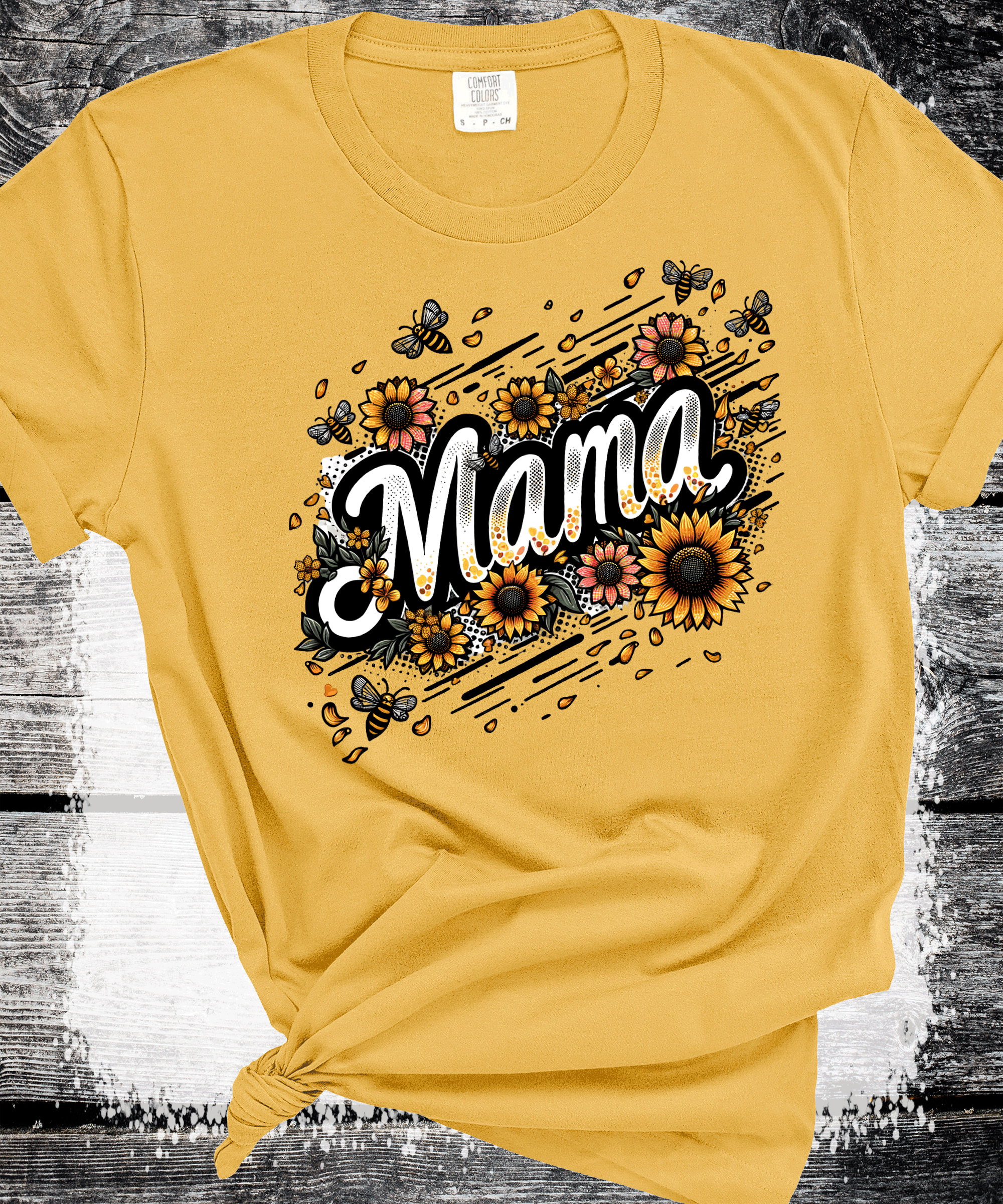 A Blessed Texas Mess Boutique Comfort Colors® Sunflower Mom Gift Sweatshirt, Cute Mothers Day Gift, Mama… — A Blessed Texas Mess Boutique branding close-up