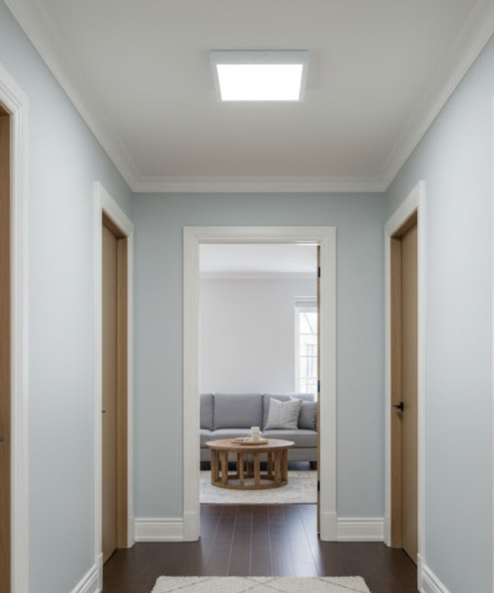 13"W 1-Light Square LED Flush Mount Light Fixture White Acrylic Finish – LampsUSA, view 3