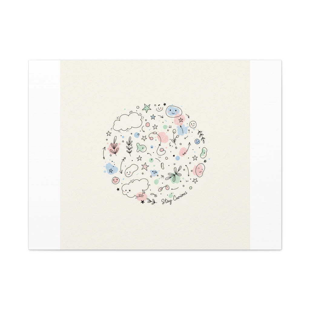 Doodle Circle Line Drawing Matte Canvas, Hand-Drawn Sketch Art