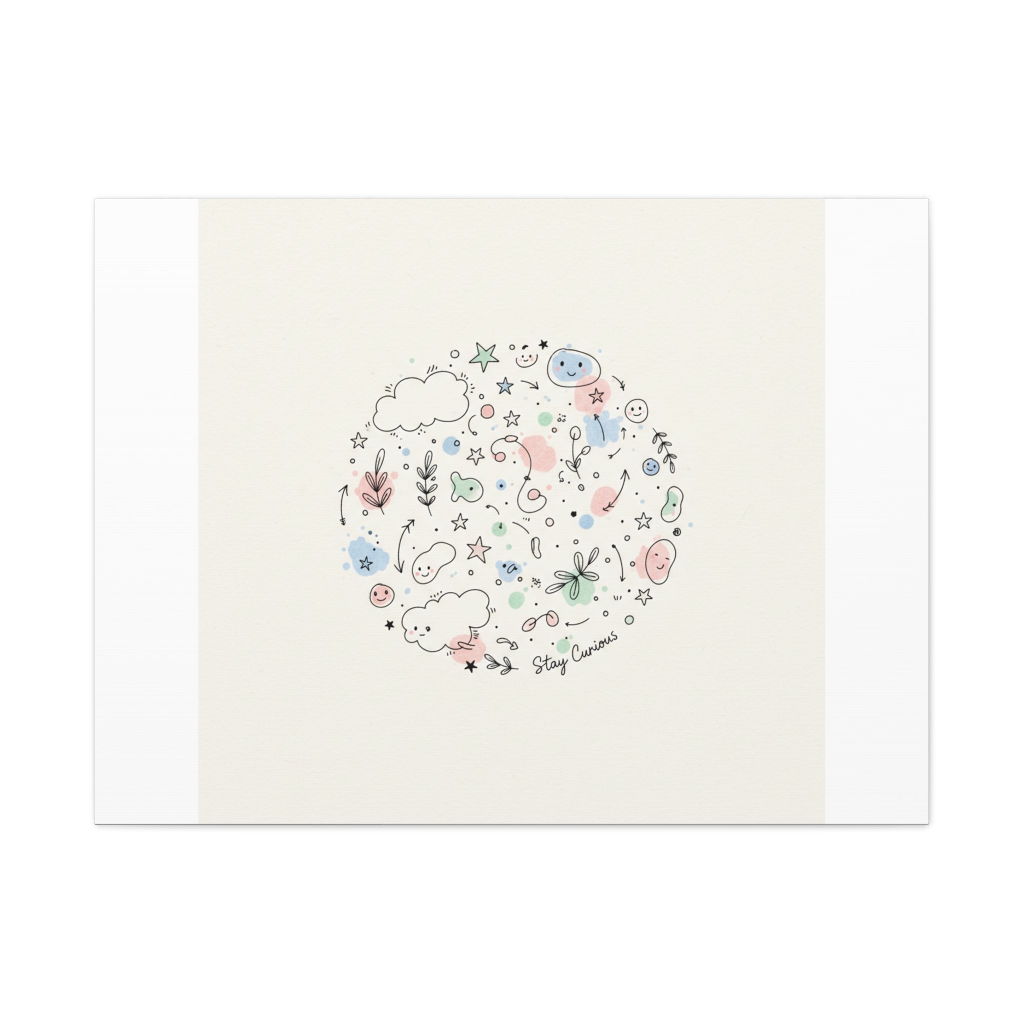 Doodle Circle Line Drawing Matte Canvas, Hand-Drawn Sketch Art