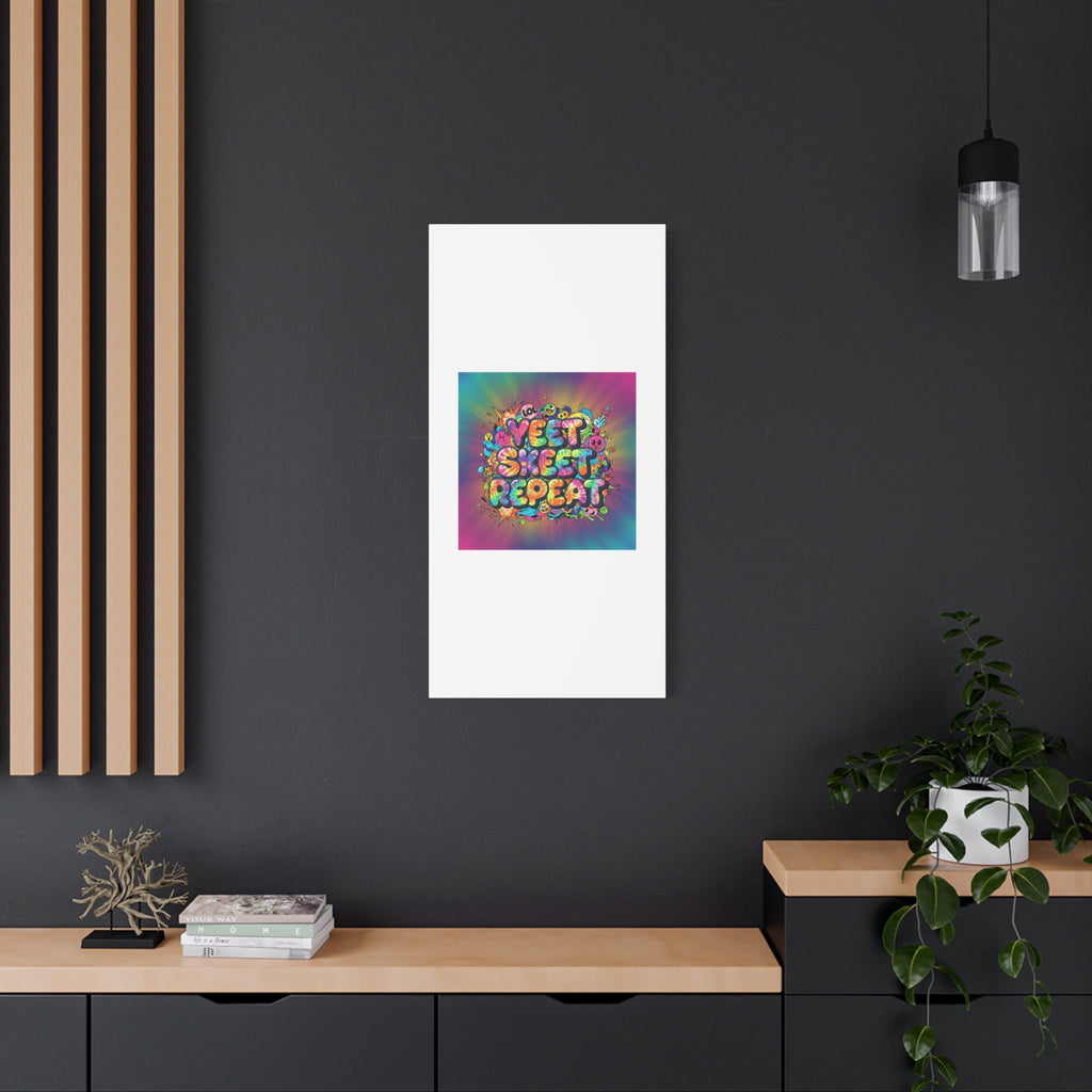 Yeet Skeet Repeat Canvas | Slogan & Glitch Graphic, Meme Phrase Wall Art