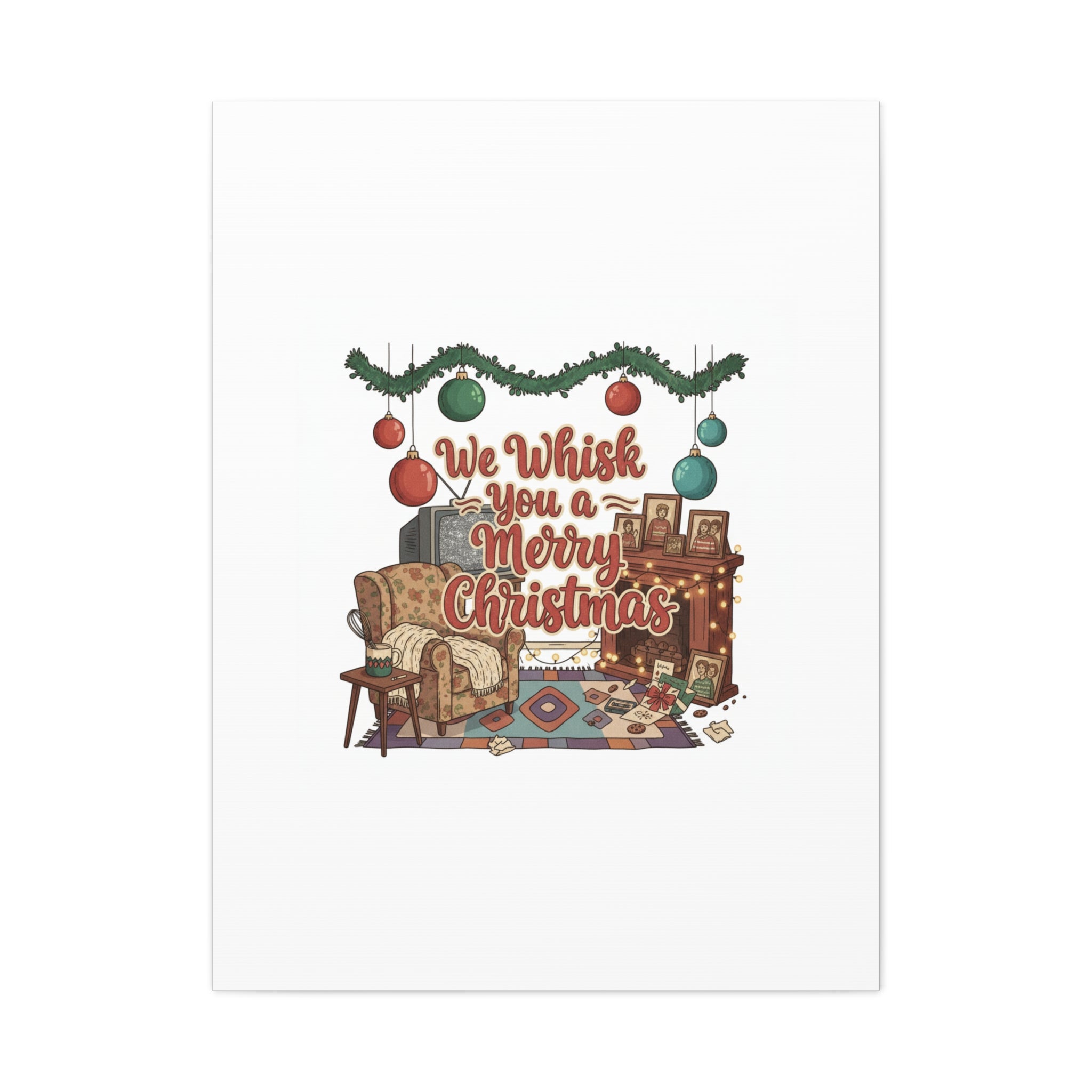 We Whisk You a Merry Christmas Canvas | Retro Christmas Decor, Vintage Holiday Print