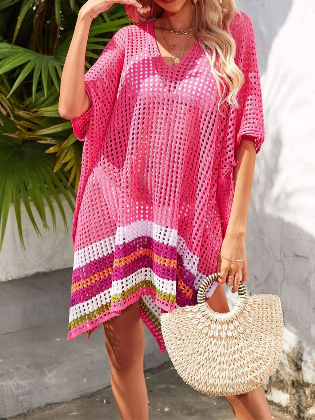 Crochet V-Neck Cover-Up Dress