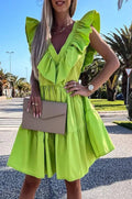 Pretty Little Patriot Pretty Little Patriot Ruffle Hem Green Spring Dress — main product shot