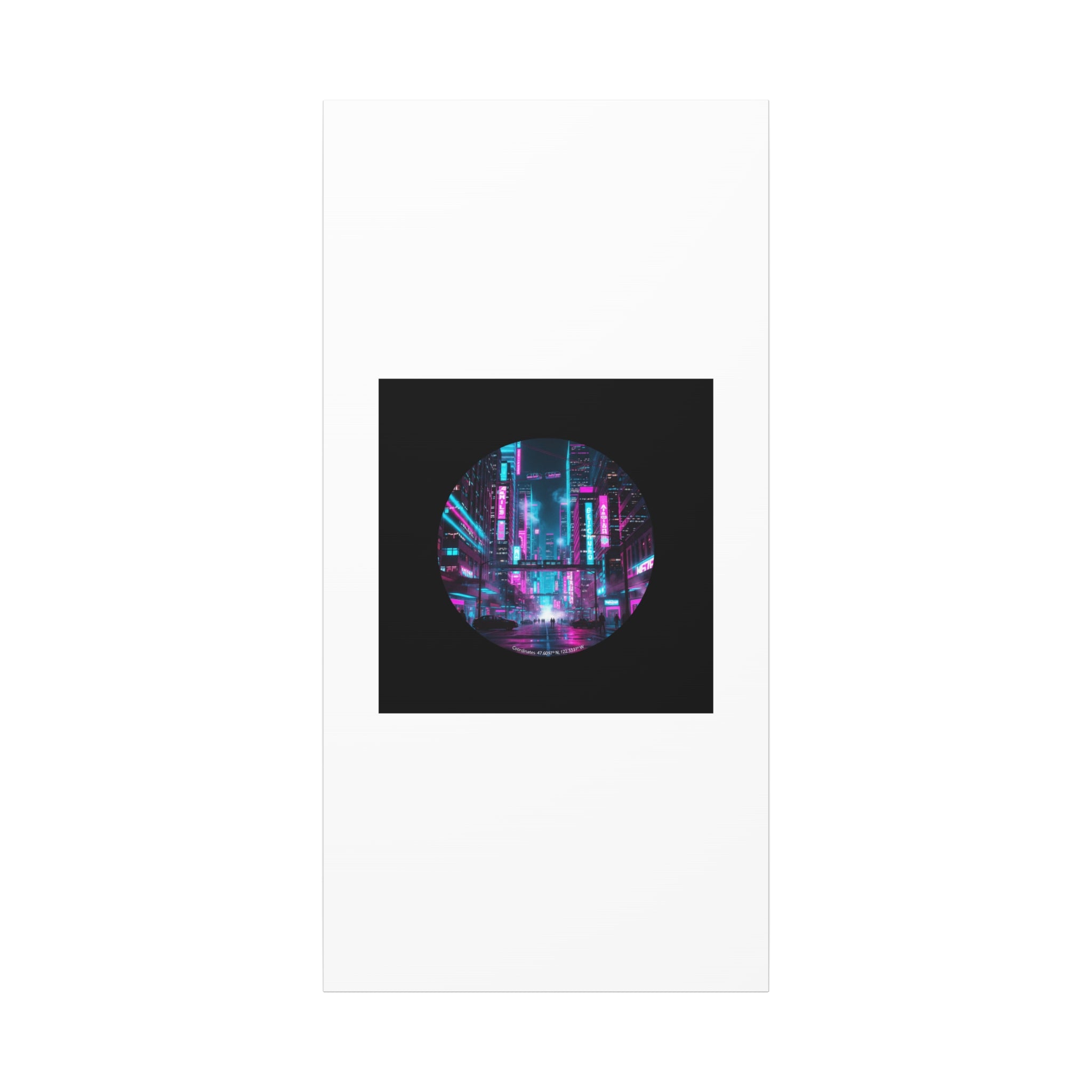 Neon Cyberpunk Cityscape Canvas | synthwave skyline, future city art