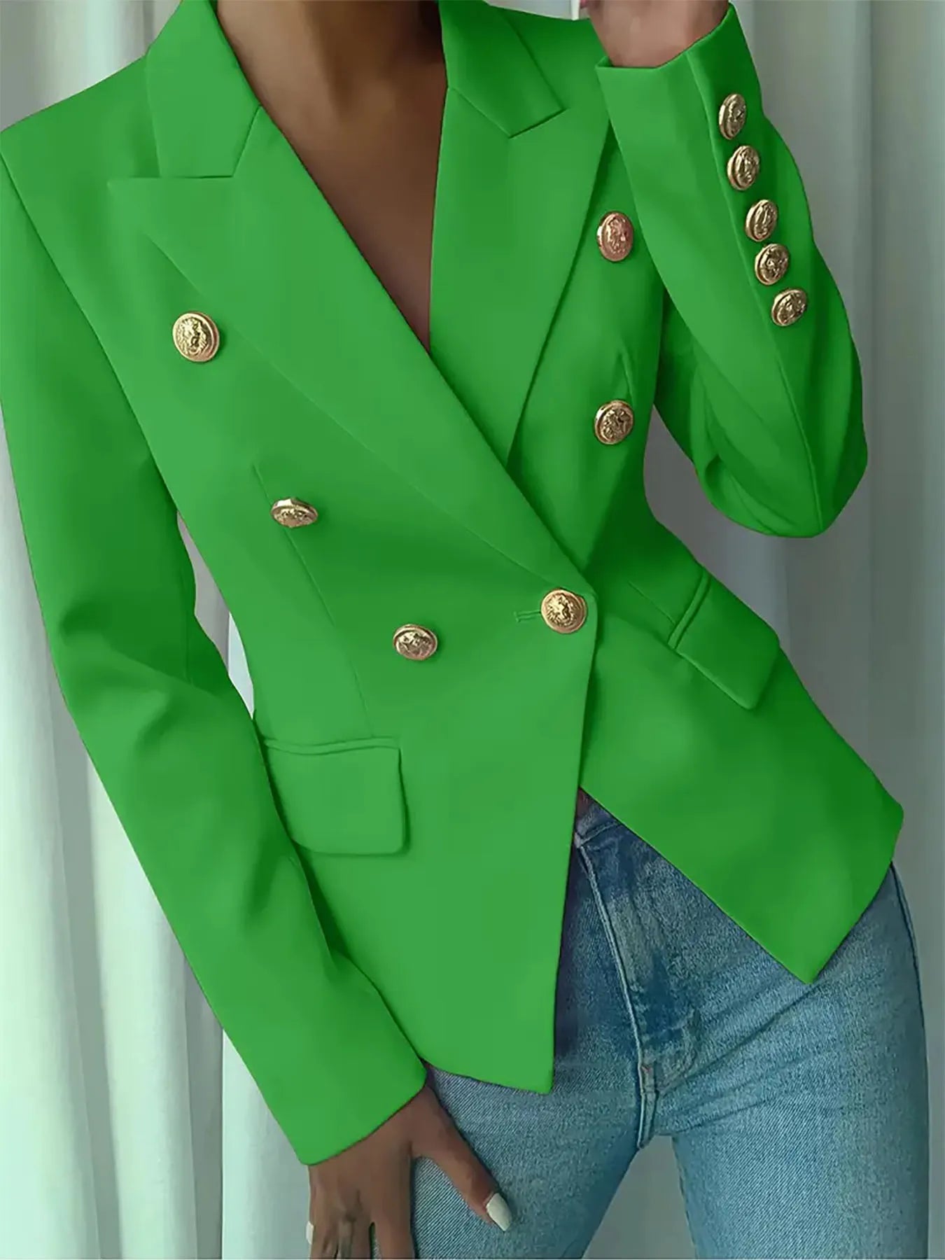 Decor Button Lapel Collar Blazer