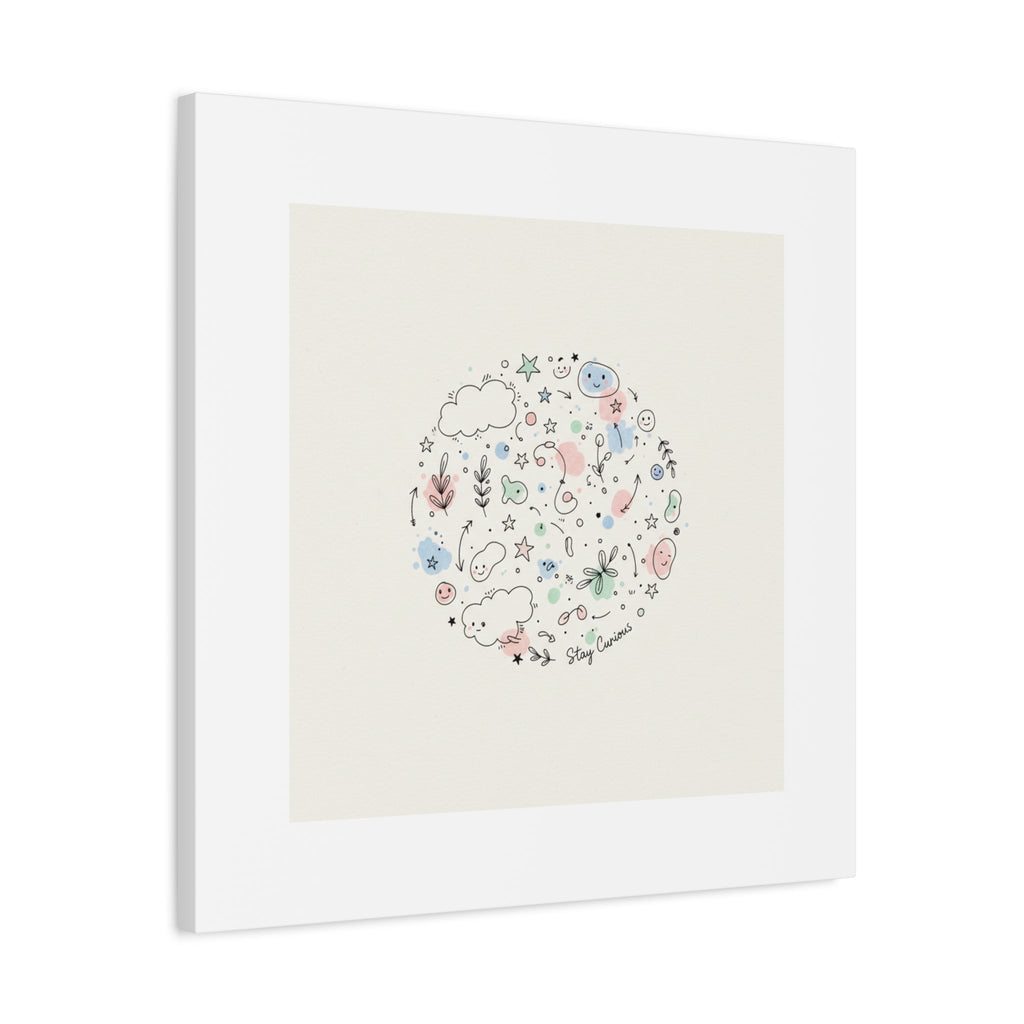 Doodle Circle Line Drawing Matte Canvas, Hand-Drawn Sketch Art