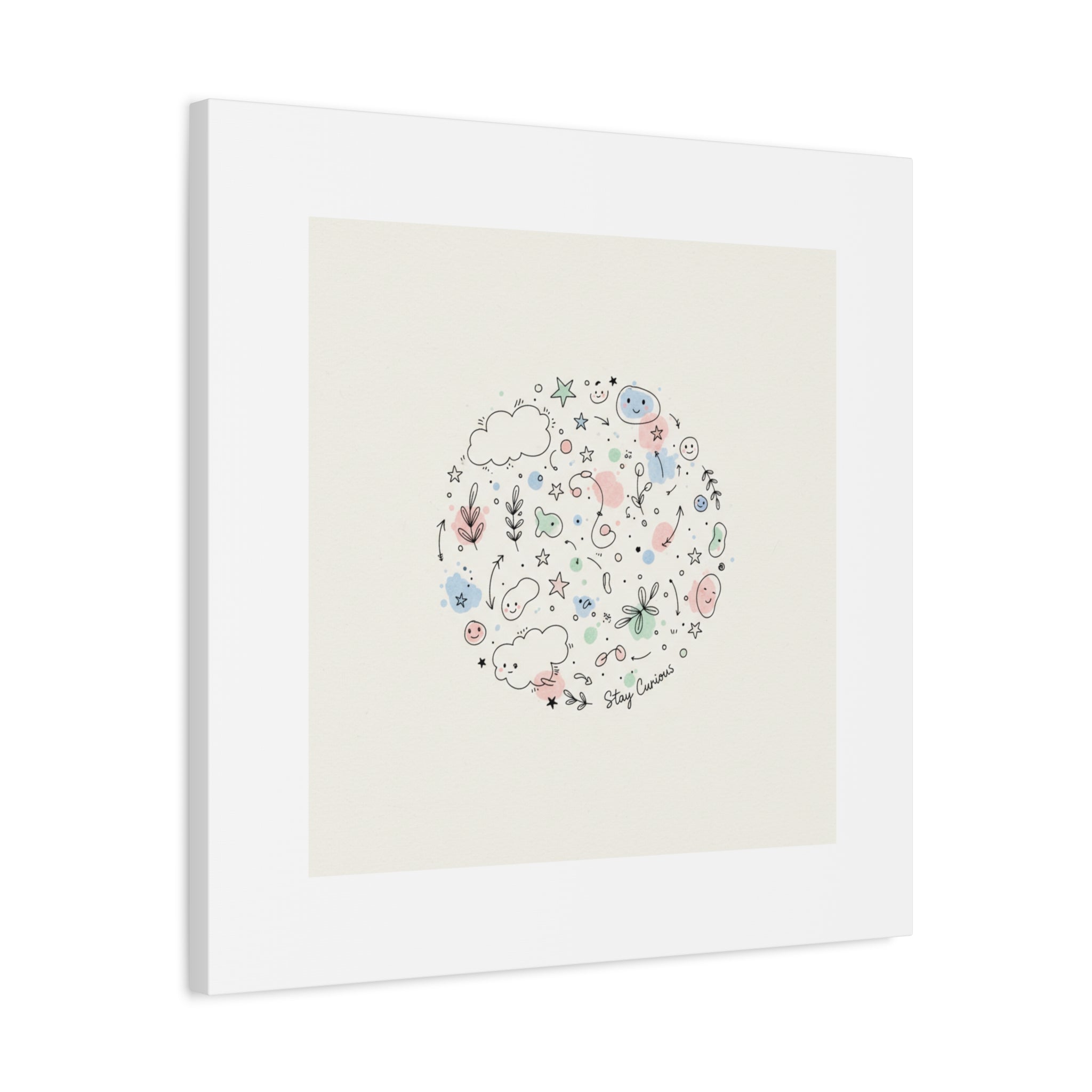 Doodle Circle Line Drawing Matte Canvas, Hand-Drawn Sketch Art