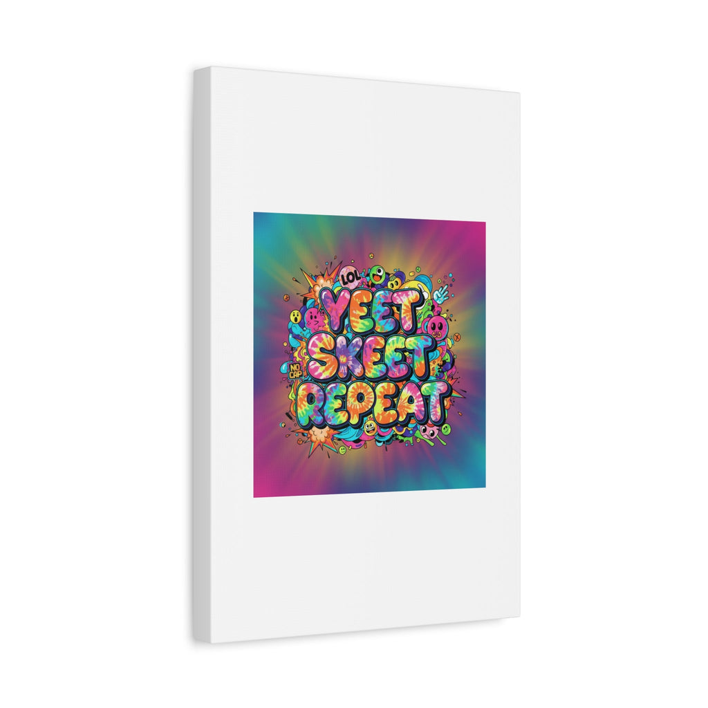 Yeet Skeet Repeat Canvas | Slogan & Glitch Graphic, Meme Phrase Wall Art