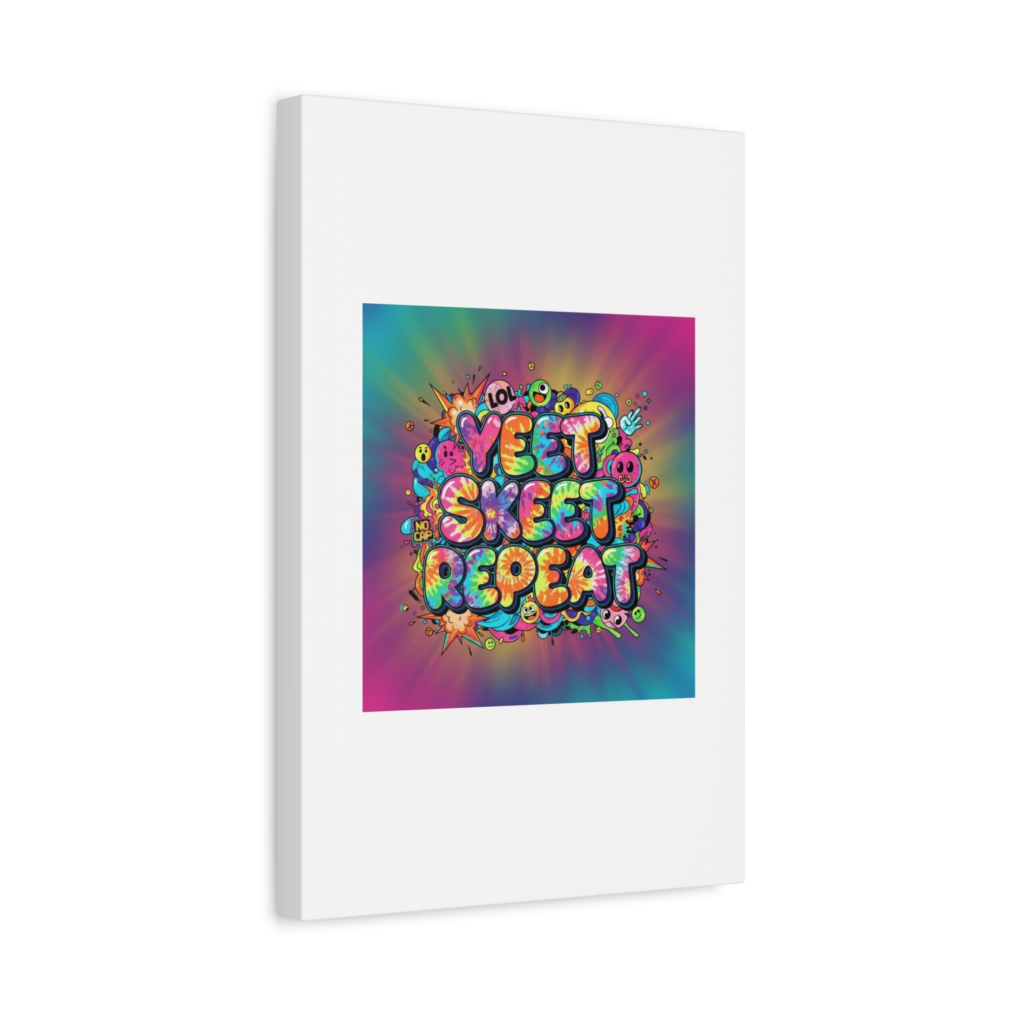 Yeet Skeet Repeat Canvas | Slogan & Glitch Graphic, Meme Phrase Wall Art
