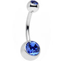 BodyCandy Sapphire Blue Double Gem Belly Ring Created with Crystals — main product shot