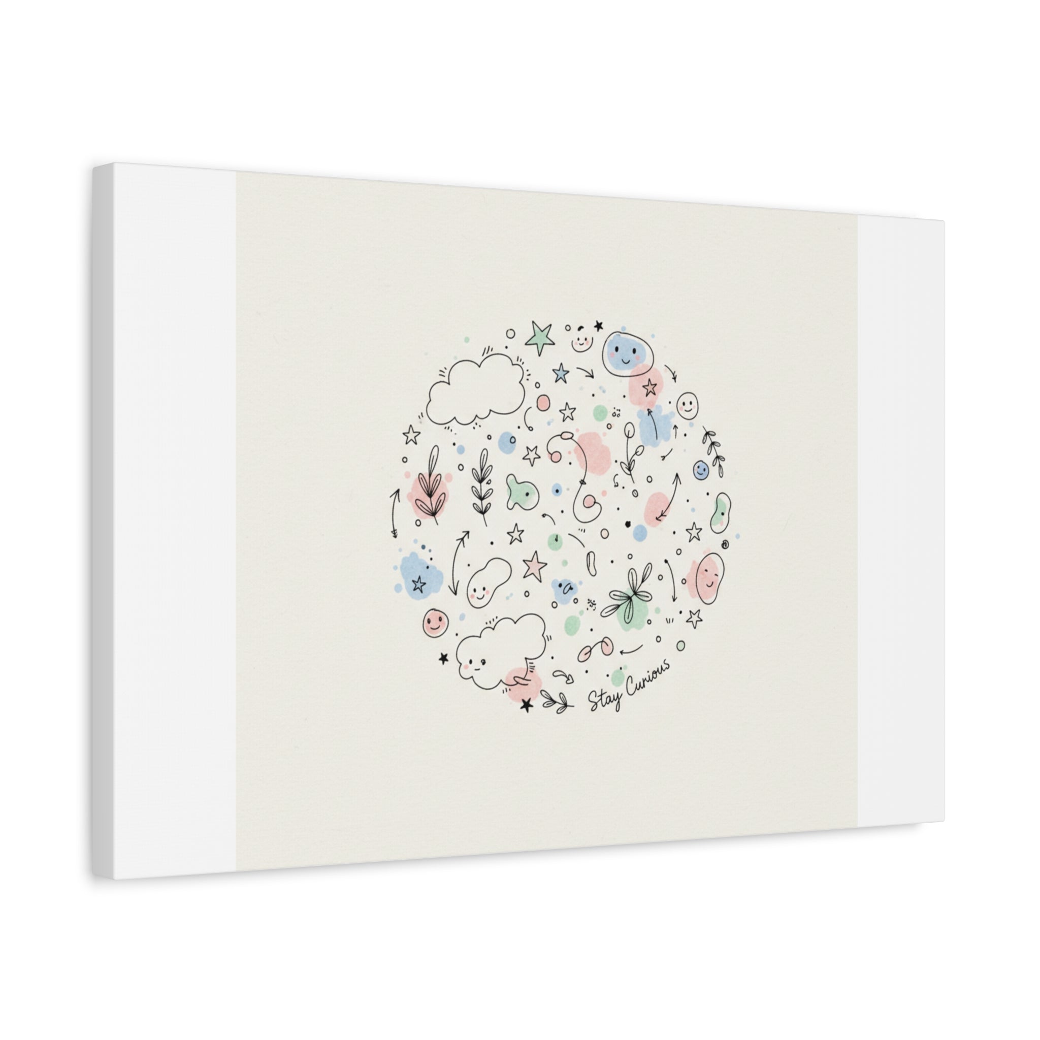 Doodle Circle Line Drawing Matte Canvas, Hand-Drawn Sketch Art