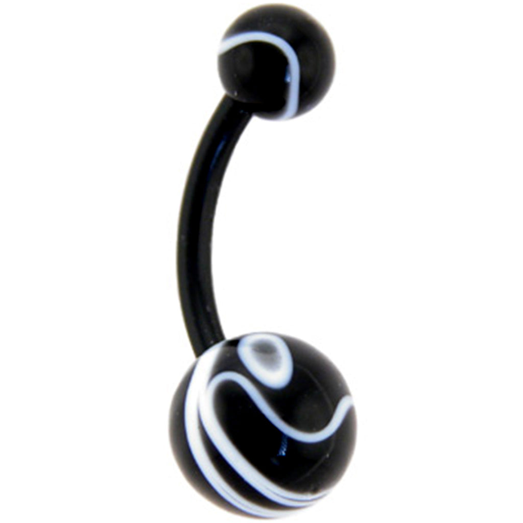 BodyCandy Bioplast Black Marble Belly Ring — main product shot