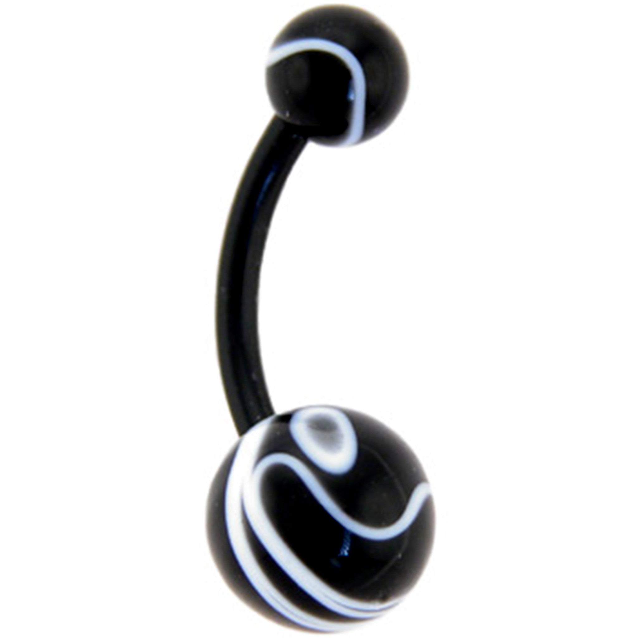 BodyCandy Bioplast Black Marble Belly Ring — main product shot