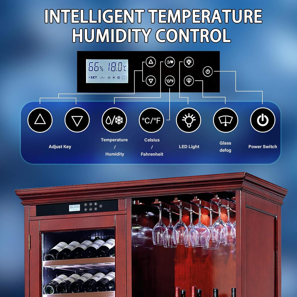Nuvia 158-Bottle Wooden Wine Cooler Cabinet With Adjustable Temperature And Vacuum Insulation Doors (SAK91827) – SAKSBY WHOLE