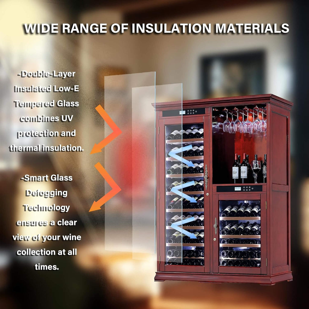 Nuvia 158-Bottle Wooden Wine Cooler Cabinet With Adjustable Temperature And Vacuum Insulation Doors (SAK91827) – SAKSBY WHOLE
